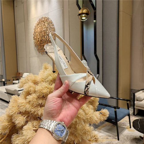 High Quality Luxury Jimmy Choo High-Heeled Hollow Leather Style Pointed Sandals – Style 37143 product detail