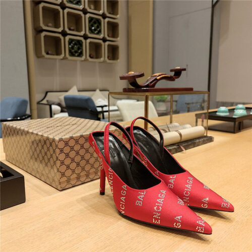 High Quality Luxury Balenciaga Pointed Toe Stiletto Square Tail Mule Sliders