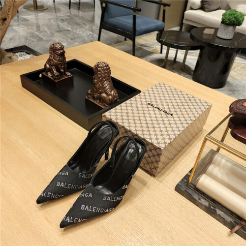 High Quality Luxury Balenciaga Pointed Toe Stiletto Square Tail Mule Sliders – Style 21795 alternate view
