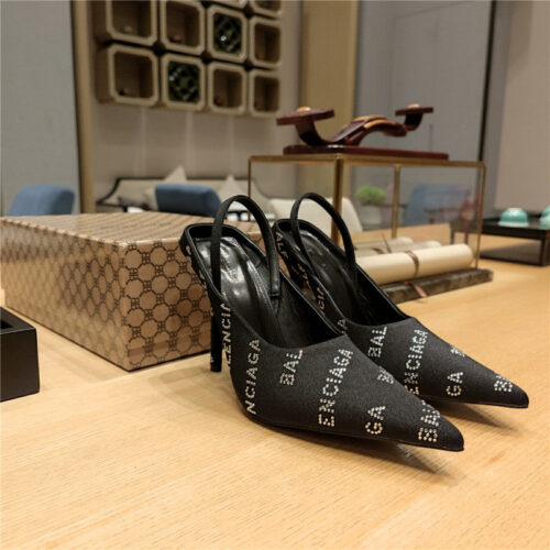 High Quality Luxury Balenciaga Pointed Toe Stiletto Square Tail Mule Sliders – Style 21795