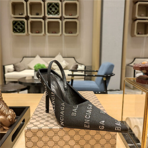 High Quality Luxury Balenciaga Pointed Toe Stiletto Square Tail Mule Sliders – Style 21795 product detail