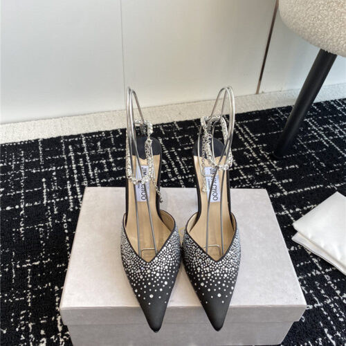 High Quality Luxury Jimmy Choo Square Buckle Drill Point Half Drag – Style 61655 product detail