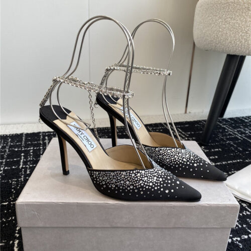 High Quality Luxury Jimmy Choo Square Buckle Drill Point Half Drag – Style 61655 alternate view
