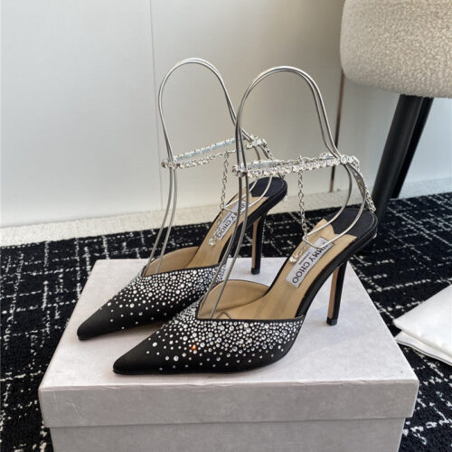 High Quality Luxury Jimmy Choo Square Buckle Drill Point Half Drag – Style 61655