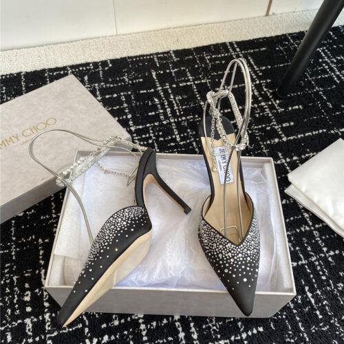 High Quality Luxury Jimmy Choo Square Buckle Drill Point Half Drag – Style 61655 product detail