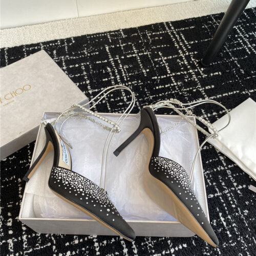 High Quality Luxury Jimmy Choo Square Buckle Drill Point Half Drag – Style 61655 product detail