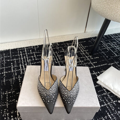 High Quality Luxury Jimmy Choo Square Buckle Drill Point Half Drag – Style 67351 product detail