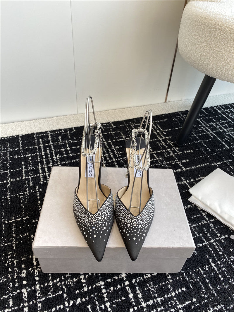 High Quality Luxury Jimmy Choo Square Buckle Drill Point Half Drag – Style 67351 product detail