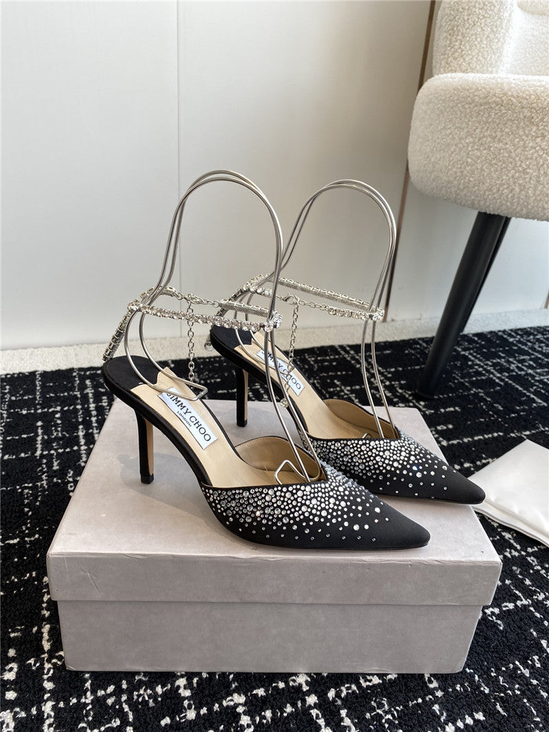 High Quality Luxury Jimmy Choo Square Buckle Drill Point Half Drag – Style 67351 product detail