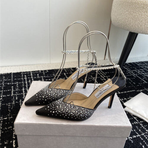 High Quality Luxury Jimmy Choo Square Buckle Drill Point Half Drag – Style 67351