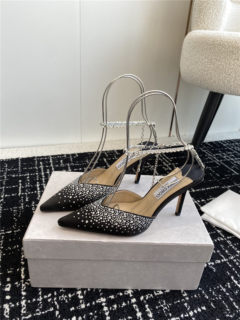 High Quality Luxury Jimmy Choo Square Buckle Drill Point Half Drag – Style 67351