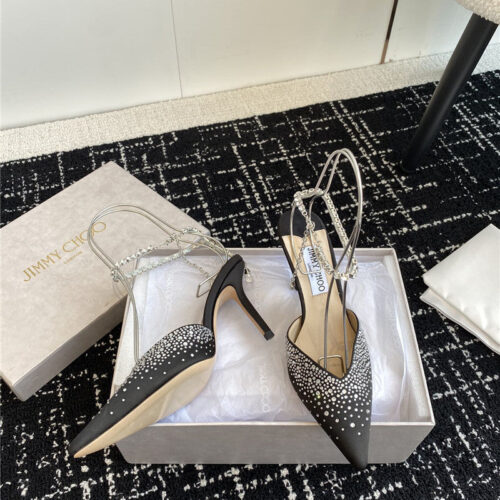 High Quality Luxury Jimmy Choo Square Buckle Drill Point Half Drag – Style 67351 product detail