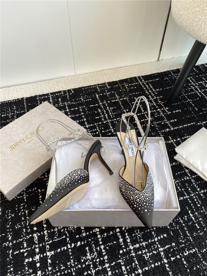 High Quality Luxury Jimmy Choo Square Buckle Drill Point Half Drag – Style 67351 product detail
