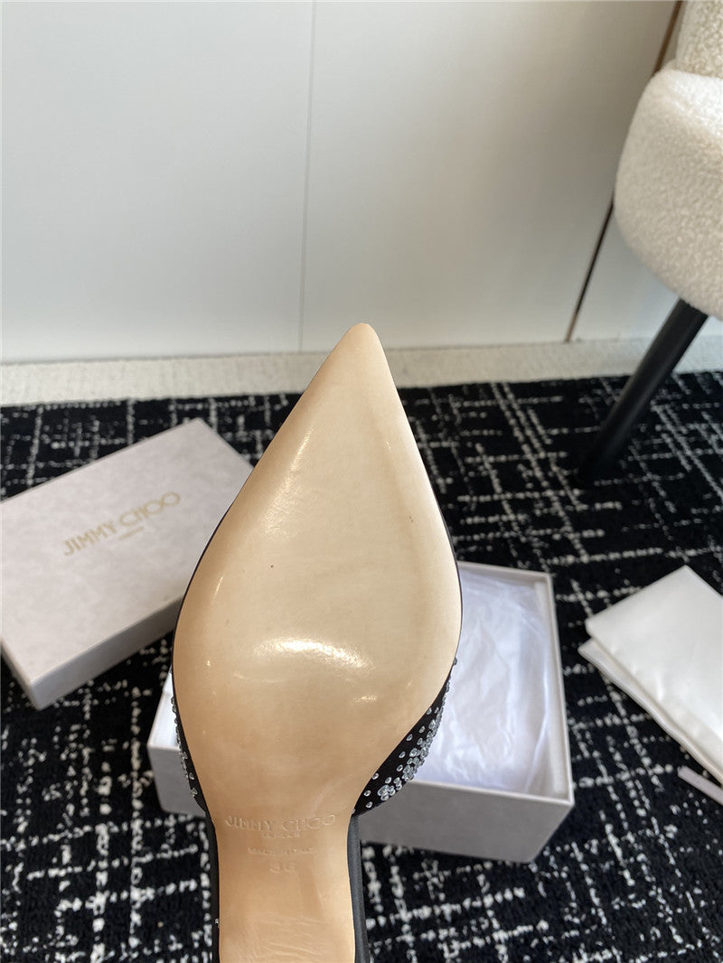High Quality Luxury Jimmy Choo Square Buckle Drill Point Half Drag – Style 67351 product detail