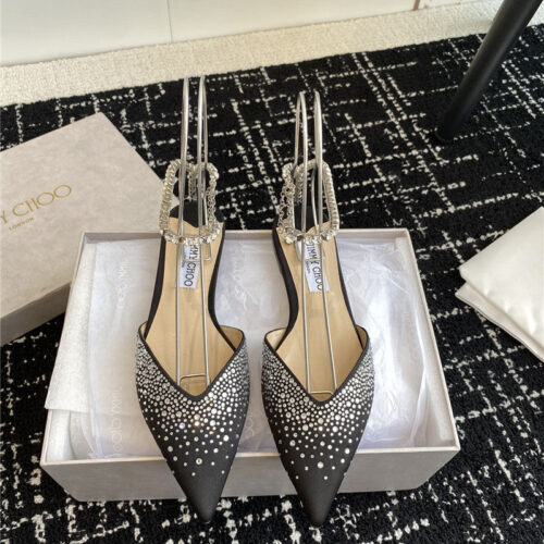 High Quality Luxury Jimmy Choo Square Buckle Drill Point Half Drag – Style 19799 product detail