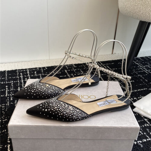 High Quality Luxury Jimmy Choo Square Buckle Drill Point Half Drag – Style 19799