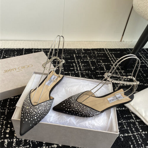 High Quality Luxury Jimmy Choo Square Buckle Drill Point Half Drag – Style 19799 product detail