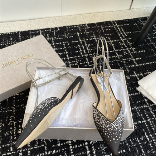 High Quality Luxury Jimmy Choo Square Buckle Drill Point Half Drag – Style 19799 product detail