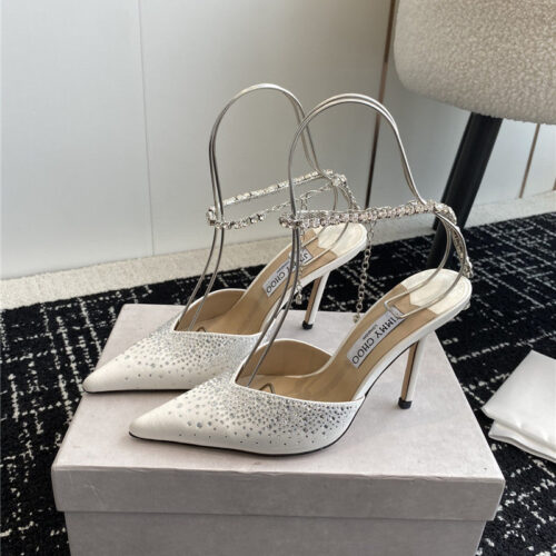 High Quality Luxury Jimmy Choo Square Buckle Drill Point Half Drag – Style 22583