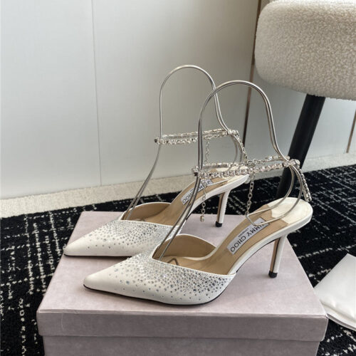 High Quality Luxury Jimmy Choo Square Buckle Drill Point Half Drag – Style 32151