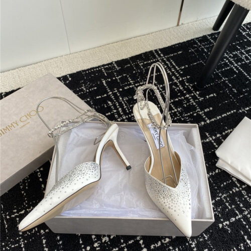 High Quality Luxury Jimmy Choo Square Buckle Drill Point Half Drag – Style 32151 product detail