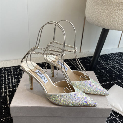 High Quality Luxury Jimmy Choo Square Buckle Drill Point Half Drag – Style 26999 alternate view
