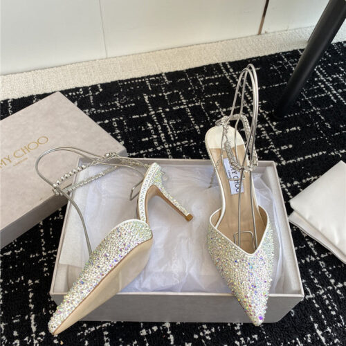High Quality Luxury Jimmy Choo Square Buckle Drill Point Half Drag – Style 26999 product detail