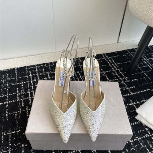 High Quality Luxury Jimmy Choo Square Buckle Drill Point Half Drag product detail