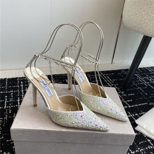High Quality Luxury Jimmy Choo Square Buckle Drill Point Half Drag alternate view