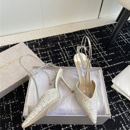 High Quality Luxury Jimmy Choo Square Buckle Drill Point Half Drag product detail