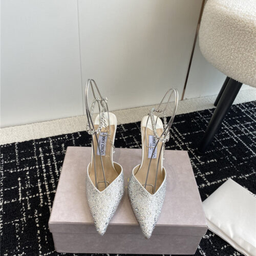 High Quality Luxury Jimmy Choo Square Buckle Drill Point Half Drag – Style 62487 product detail