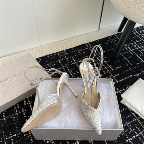 High Quality Luxury Jimmy Choo Square Buckle Drill Point Half Drag – Style 62487 product detail
