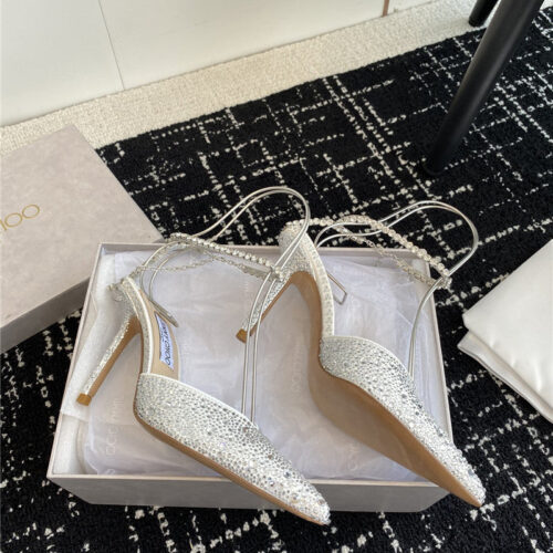 High Quality Luxury Jimmy Choo Square Buckle Drill Point Half Drag – Style 62487 product detail