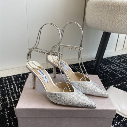 High Quality Luxury Jimmy Choo Square Buckle Drill Point Half Drag – Style 01431 alternate view