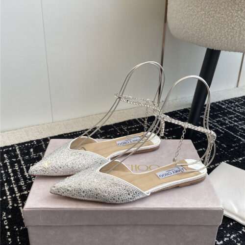 High Quality Luxury Jimmy Choo Square Buckle Drill Point Half Drag – Style 74839