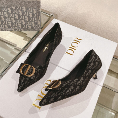 High Quality Luxury Dior Early Spring New Cat Heel Shoes