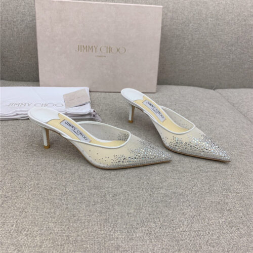 High Quality Luxury Jimmy Choo New Rhinestone Mesh Fairy Shoes Wedding Shoes