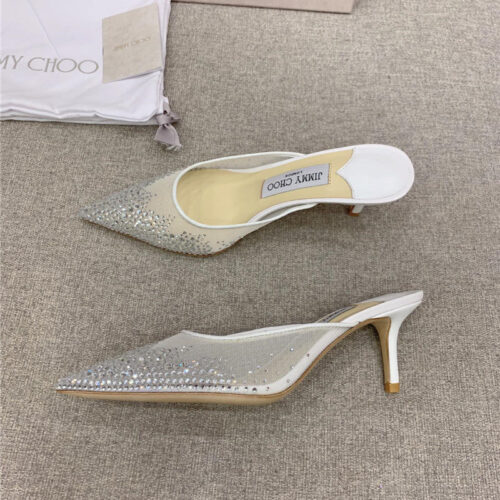 High Quality Luxury Jimmy Choo New Rhinestone Mesh Fairy Shoes Wedding Shoes product detail
