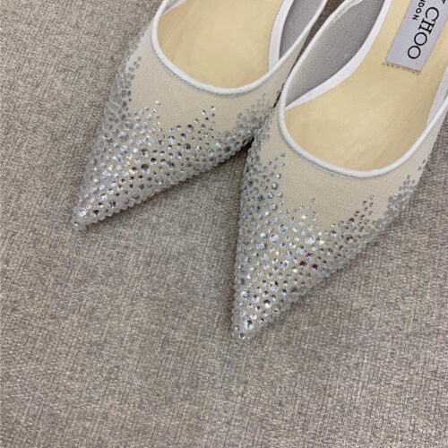 High Quality Luxury Jimmy Choo New Rhinestone Mesh Fairy Shoes Wedding Shoes product detail