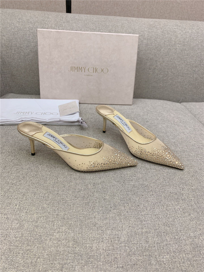 High Quality Luxury Jimmy Choo New Rhinestone Mesh Fairy Shoes Wedding Shoes – Style 76983