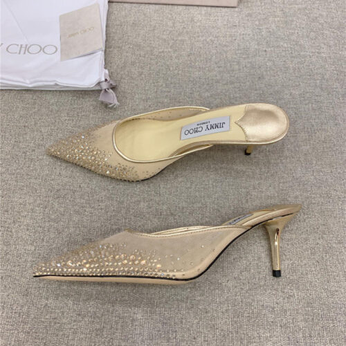 High Quality Luxury Jimmy Choo New Rhinestone Mesh Fairy Shoes Wedding Shoes – Style 76983 product detail