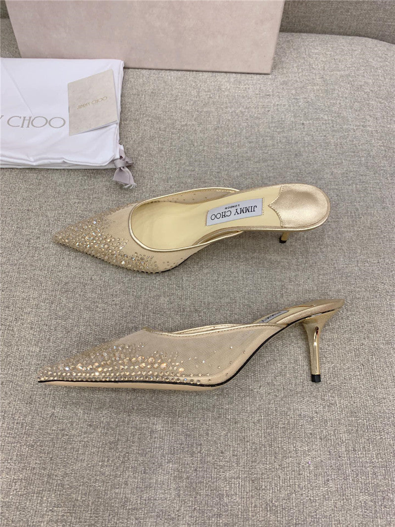 High Quality Luxury Jimmy Choo New Rhinestone Mesh Fairy Shoes Wedding Shoes – Style 76983 product detail