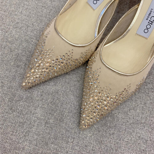 High Quality Luxury Jimmy Choo New Rhinestone Mesh Fairy Shoes Wedding Shoes – Style 76983 product detail