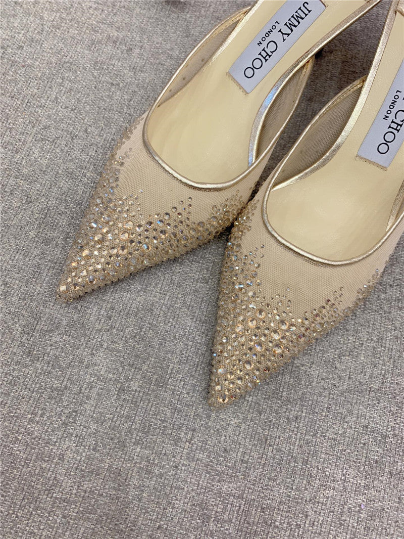 High Quality Luxury Jimmy Choo New Rhinestone Mesh Fairy Shoes Wedding Shoes – Style 76983 product detail