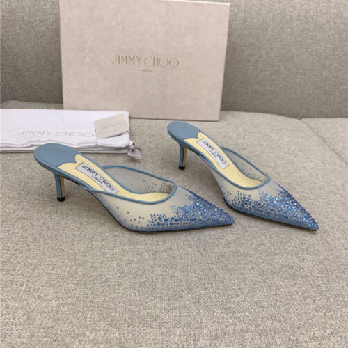 High Quality Luxury Jimmy Choo New Rhinestone Mesh Fairy Shoes Wedding Shoes – Style 08055