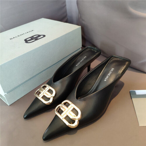 High Quality Luxury Balenciaga New Double B Buckle Muller Slippers – Style 80067