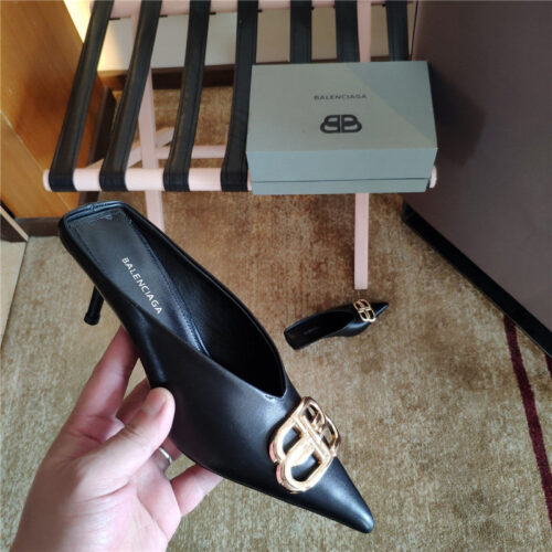 High Quality Luxury Balenciaga New Double B Buckle Muller Slippers – Style 80067 alternate view