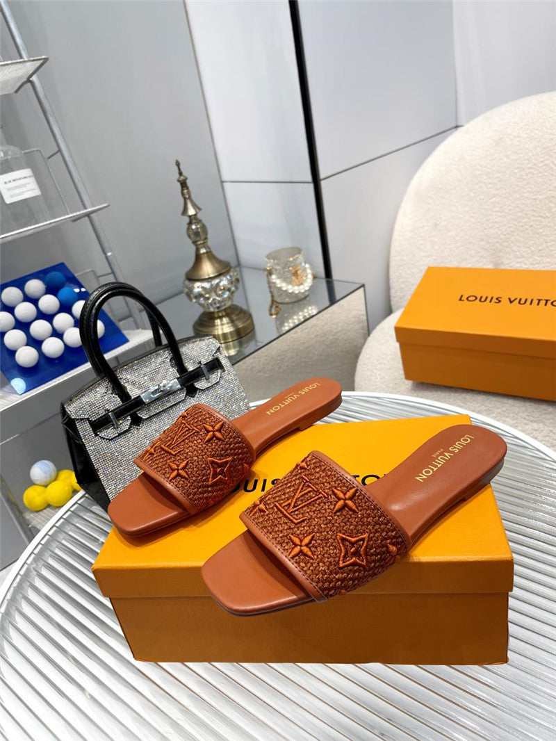 High Quality Luxury Louis Vuitton Catwalk Flat Slippers – Style 45283 product detail