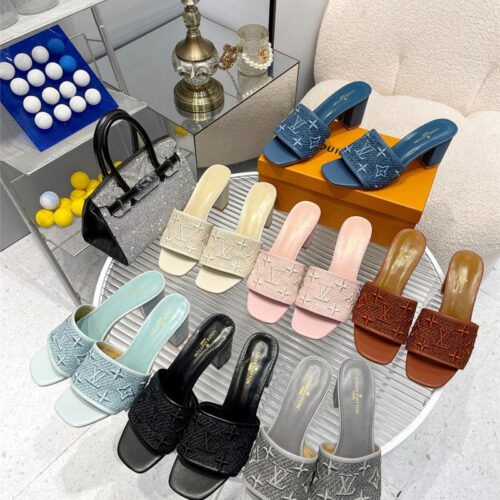 High Quality Luxury Louis Vuitton Catwalk High-Heeled Slippers – Style 98947 product detail