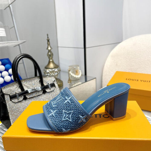 High Quality Luxury Louis Vuitton Catwalk High-Heeled Slippers – Style 98947 product detail